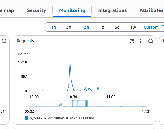 CloudWatch showing request spike
